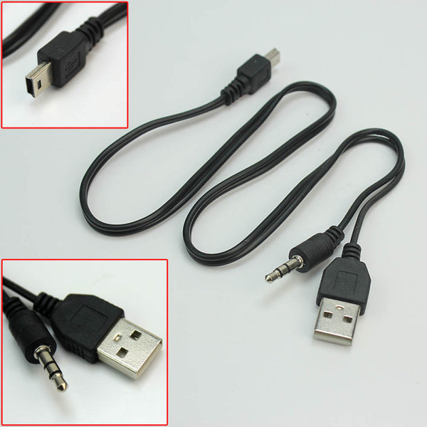 51cm Length Mini 5 Pin Male to 3.5mm Aux + Standard USB Charging Audio Cable
