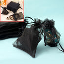60x Organza Drawstring Gift Jewelry Bags Pouches Black For Wedding Party Favor