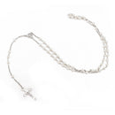 Women Men Unisex Cross Pendant Chain White Beads Beaded Necklace Jewelry Bead