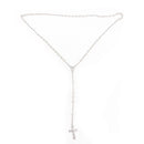 Women Men Unisex Cross Pendant Chain White Beads Beaded Necklace Jewelry Bead