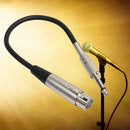 Black Female 3-Pin Audio Cable 6.35mm Mono Male Plug  Mic Adapter Audio Line