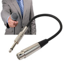 Black Female 3-Pin Audio Cable 6.35mm Mono Male Plug  Mic Adapter Audio Line