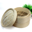 Bamboo Steamer Set with 2 Basket and 1 Lid Kitchen Cookware Fish Dim Sum Rice