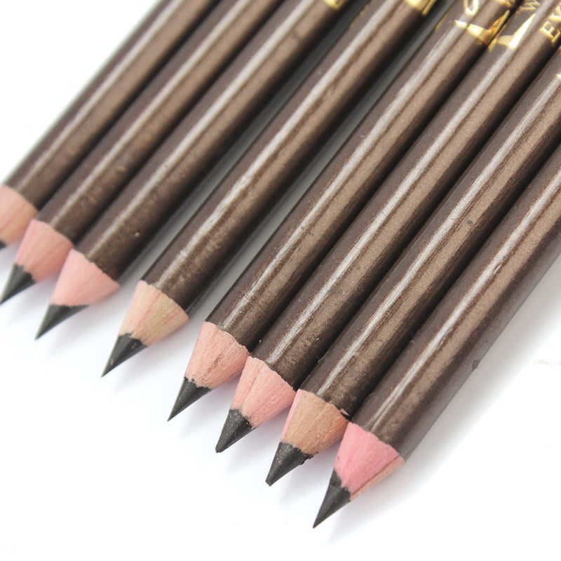 12Pcs Make Up Tools Brown Eye Liner Eyeliner Eyebrow Pencil Pen+Sharpen DSF YHQ