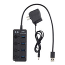 1Pc 4Port USB 3.0 Hub Splitter AC Power Adapter For PC 5Gbps + US Plug WUS