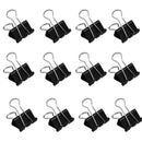 12Pcs Universal Metal Binder Clips 41mm Black Foldback Paper Clip Metal Clip Set
