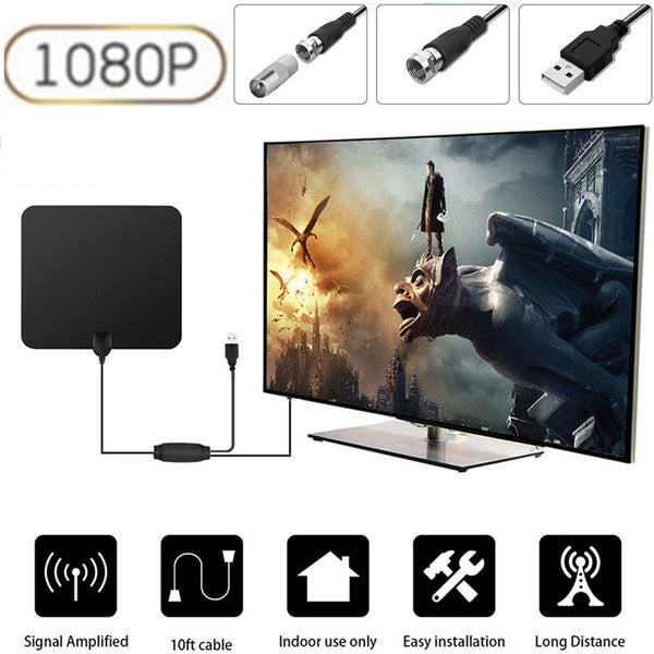 New Indoor Digital TV Antenna 100 Miles Range Amplified HDTV Signal Receiver #YX