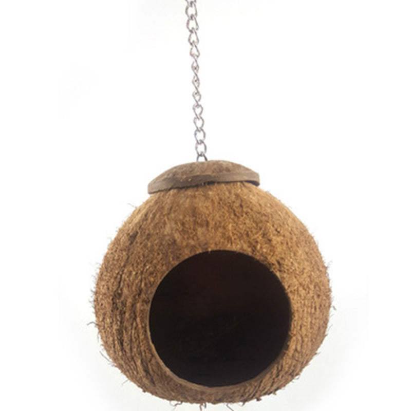 Natural Coconut Shell Bird Nest House Hut Cage Feeder Pet Parrot Parake ZSZ