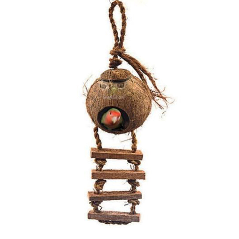 Natural Coconut Shell Bird Nest House Hut Cage Feeder Pet Parrot Parake ZSZ