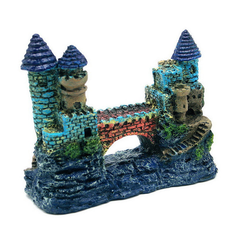 25cm Medieval Towers Castle Aquarium Decoration Fish Tank Cave Landsca ABT