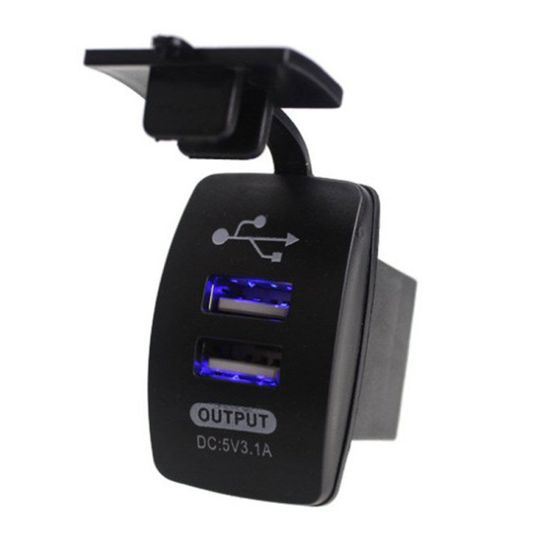 New Motorcycle Rocker Switch Style Dual USB Charger with LED Light