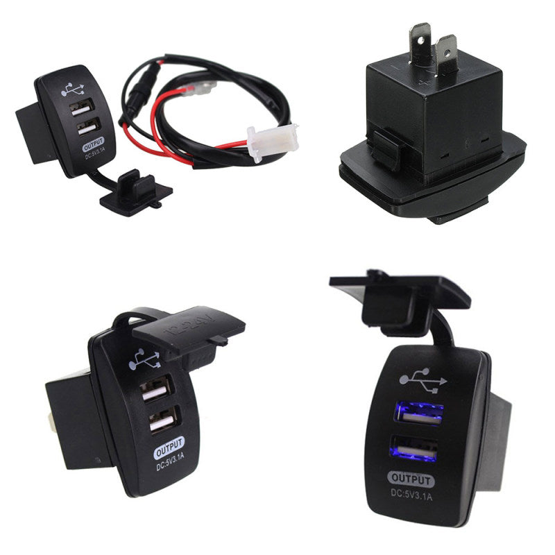 New Motorcycle Rocker Switch Style Dual USB Charger with LED Light