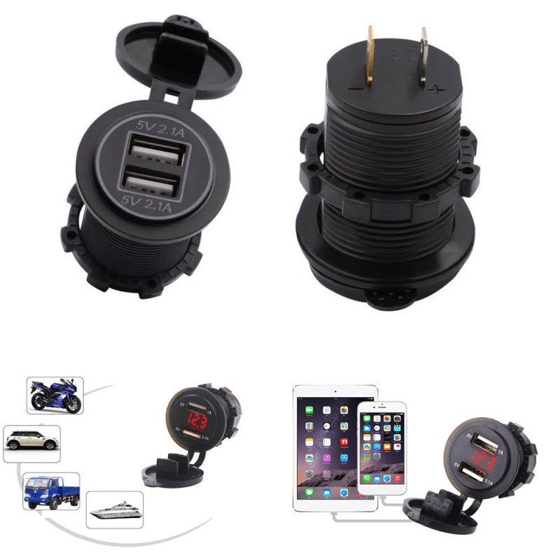 Universal 2 Port USB 12V Dual Twin Car Charger Cigarette Socket Lighter Outlet