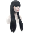 Womens Long Ladies Black Long Straight Natural Wig Hair Full Wigs HUS