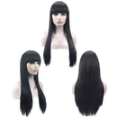 Womens Long Ladies Black Long Straight Natural Wig Hair Full Wigs HUS