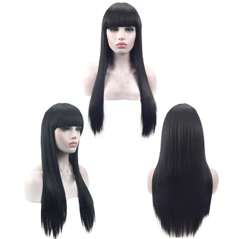 Womens Long Ladies Black Long Straight Natural Wig Hair Full Wigs HUS