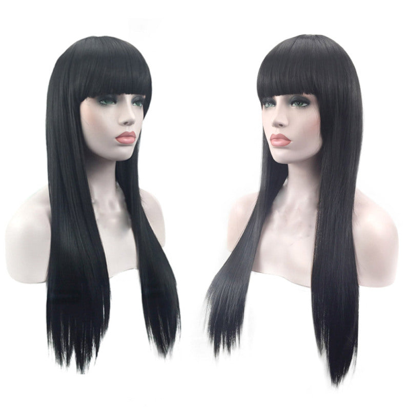 Womens Long Ladies Black Long Straight Natural Wig Hair Full Wigs HUS