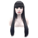 Womens Long Ladies Black Long Straight Natural Wig Hair Full Wigs HUS