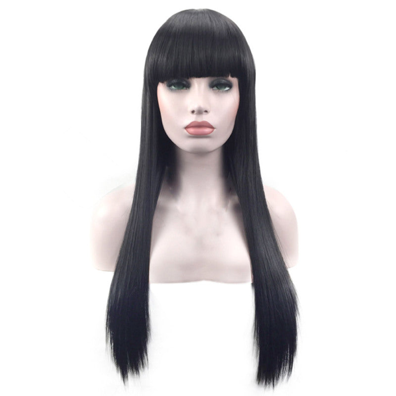 Womens Long Ladies Black Long Straight Natural Wig Hair Full Wigs HUS