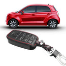 Black Leather Smart Remote 4 Buttons Key Chain Holder Cover Fob For Kia K5 HRH