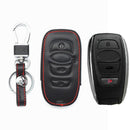 Car Leather 4-Buttons Key Chain Holder Cover Case For HYQ14AHC Subaru B KNA