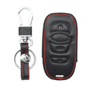 Car Leather 4-Buttons Key Chain Holder Cover Case For HYQ14AHC Subaru QGS