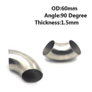 60mm Edelstahl 90 Grad Bogen Ellbogen Auspuff Rohrfitting Adapter Dicke: ZTF