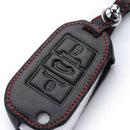 Fold Leather Keys Chain Ring Cases Buckle For Peugeot 508 New 308 Citro QTH