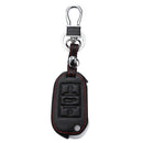 Fold Leather Keys Chain Ring Cases Buckle For Peugeot 508 New 308 Citro QTH