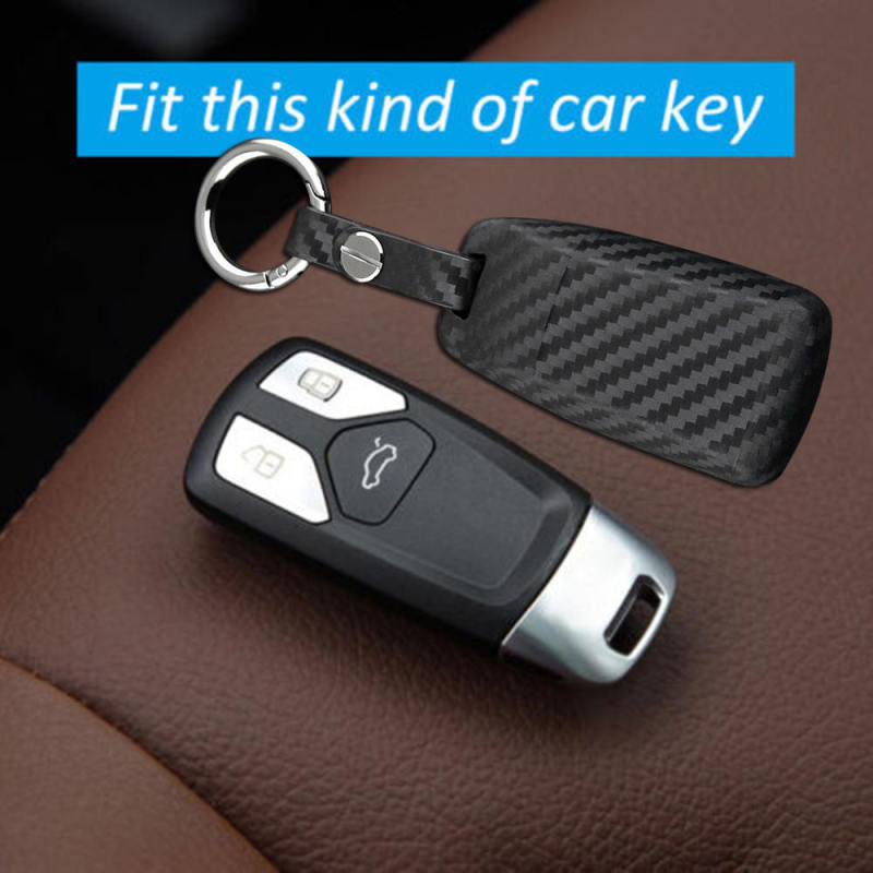 Matte Carbon Fiber Look Smart Car Key Case Holder Protector For Audi Access vc