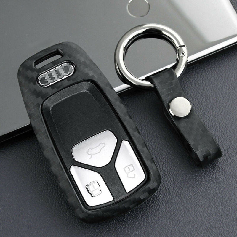 Matte Carbon Fiber Look Smart Car Key Case Holder Protector For Audi Access vc