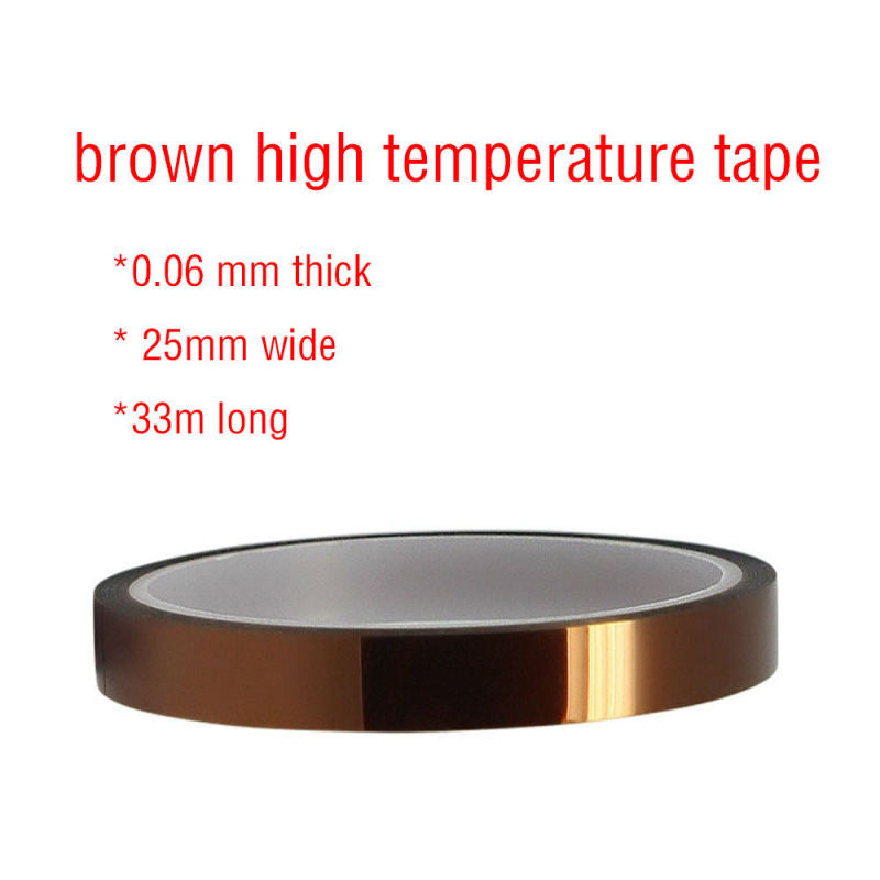 2pcs 0.06mm * 15mm * 33m Tape High Temperature Heat Resistant Polyimide QWO