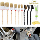 12pcs Car Detailing Brush Kit Boar Hair Vehicle Auto Interior Fr Wheel Cle BYI