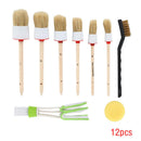 12pcs Car Detailing Brush Kit Boar Hair Vehicle Auto Interior Fr Wheel Cle BYI