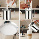 400ML Stainless Steel Milk Frother Double Froth Pump Milk Creamer Coffee Foamer