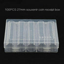 100Pcs 27mm Clear Round Coin Cases Capsules Container Holder Storage Box Plb