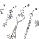 5pcs Flower Navel Ring Combination Body Piercing Belly Button Jewelry JMK