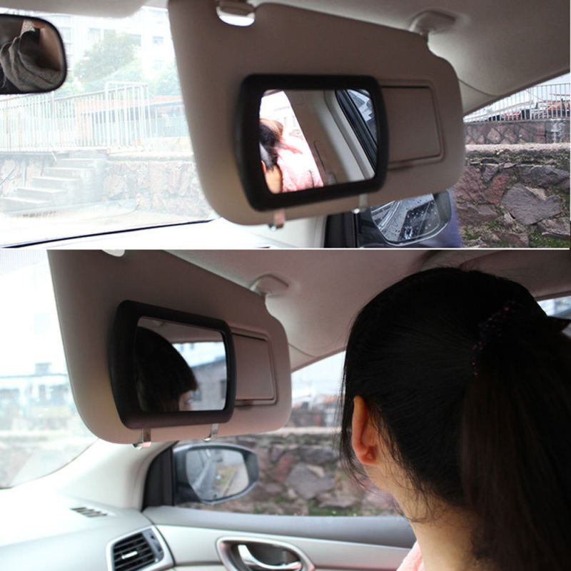 2PCS Black Clip on Car Sun Visor Vanity Mirror Sun-shading Cosmetic Mirror MTG