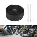 2x Exhaust Manifolds Fiberglass Heat Wrap Tape Thermal Wrap Black Ties 2.7m