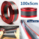 2x 2.5M*5cm Car Door Sill Scuff Pedal Protector Strips Red Sides Carbon WFT XYH