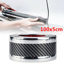 2x 5cm*1m Car Door Sill Scuff Plate Carbon Fiber Black Pedal Protector Strips