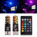 4PCS Multicolor Light Bulbs Remote Control T10 RGB COB LED 6SMD 12V GAH