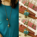 Celebrity Fashion Retro Bronze Globe Telescope Pendant Long Charm Necklace Chain