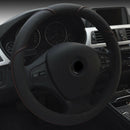 Black Microfiber Leather Car Steering Wheel Cover 38cm Anti-slip Protector PNR