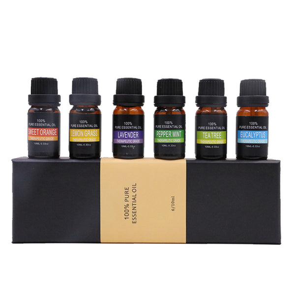 6 Pack Essential Oil Set 100% Pure Natural Aroma Therapeutic Grade Oils Lot 10ml