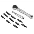 12 in 1 Mini 1/4" Rapid Ratchet Socket Wrench & Screwdriver Bit Kit Repair Tools