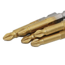 10pcs 50mm 1/4" Titanium coated Anti Slip Cross Magnetic Shank PH2 Screwdriver g