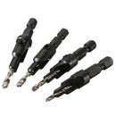 4Pc 1/4 Hex HSS Shank Countersink Wood Drill Bit Set 6 8 10 12 Pilots Well BEE