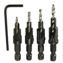 4Pc 1/4 Hex HSS Shank Countersink Wood Drill Bit Set 6 8 10 12 Pilots Well BEE