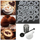 Chocolate Shaker Duster+16x Cappuccino Coffee Barista Stencils+Measure ONU PDU